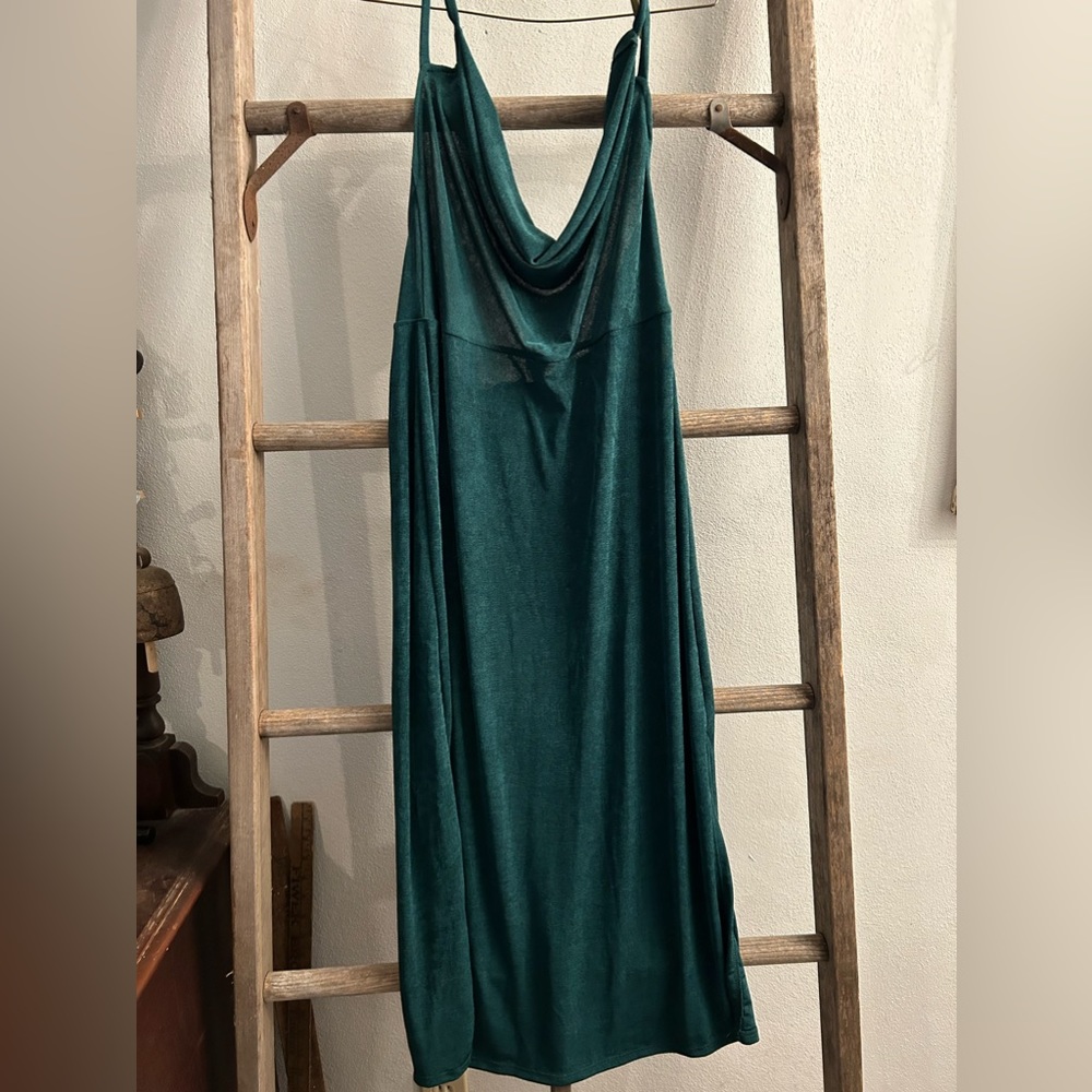 Free people green slinky halter dress